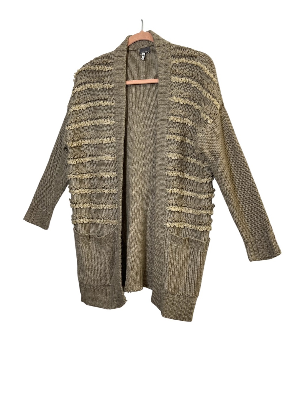 Braeve Women’s Size Small/ P Long Sleeve Open Front Pockets Cardigan Beige - Picture 2 of 14